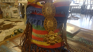 Indian print w/leather purse