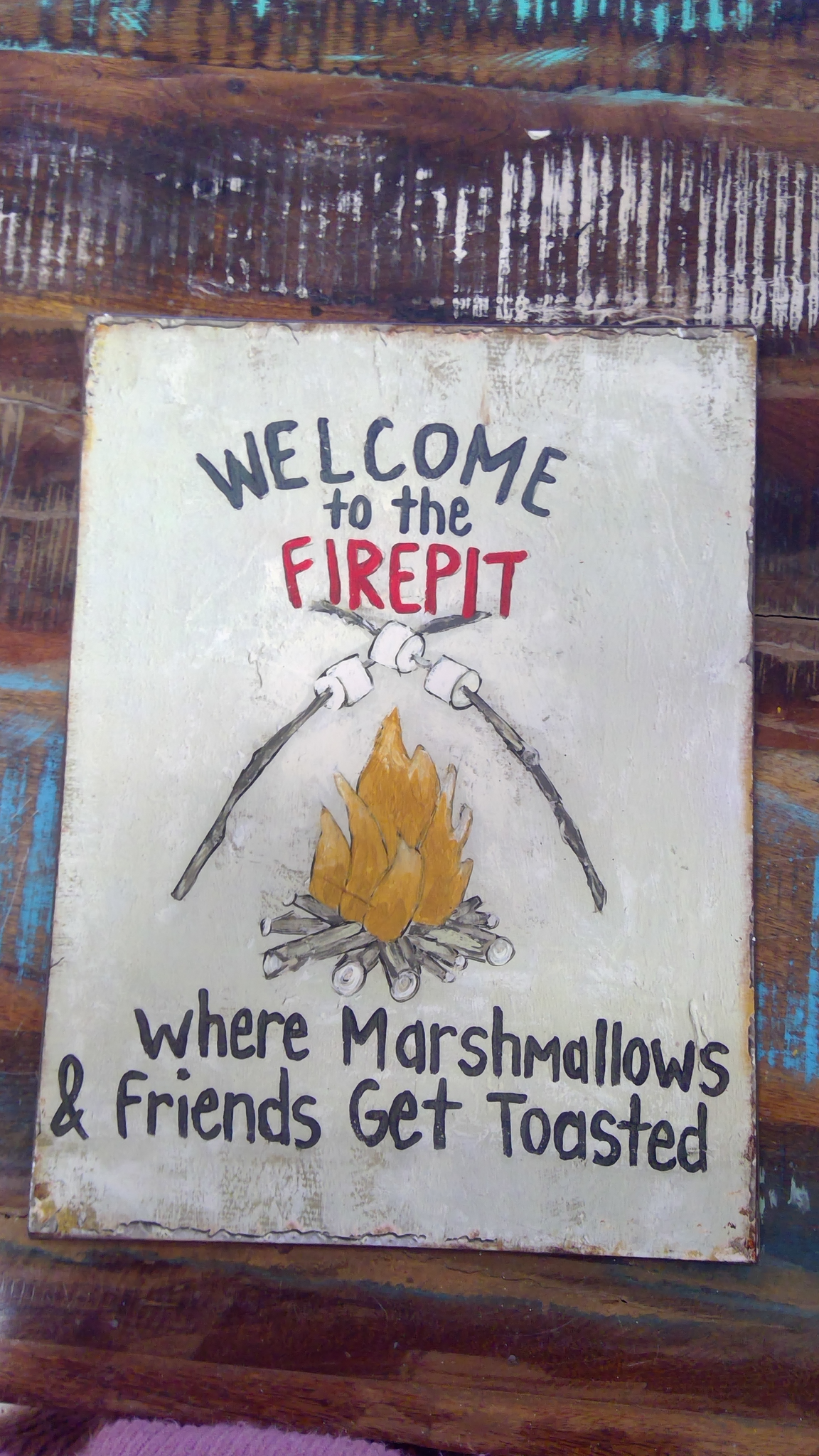 Firepit metal sign