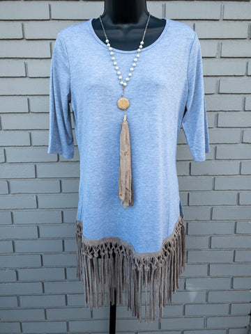 Grey Fringe Tunic