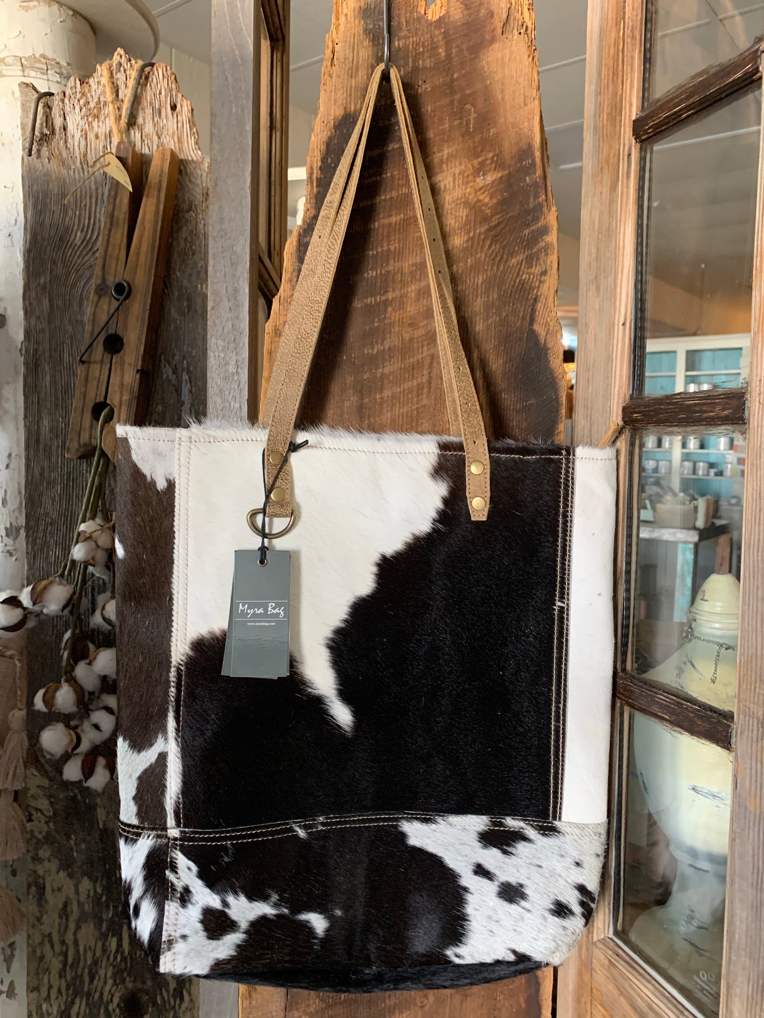 Cow Hide Bag Black and White