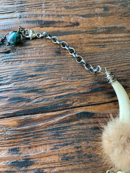 BOHO Tusk and Turquoise Statement Necklace