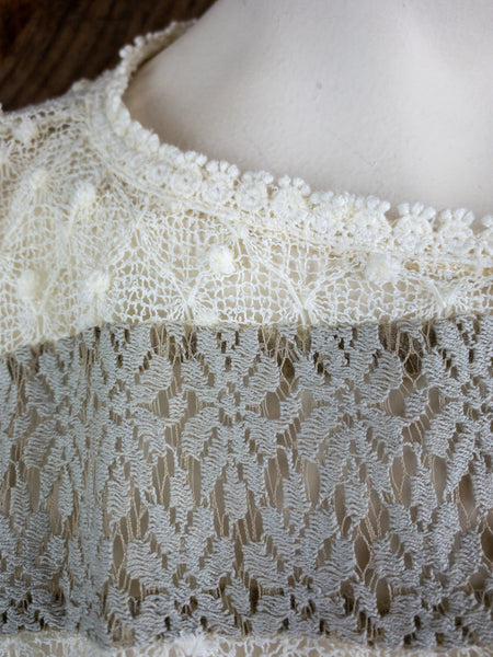 Grey and Ivory Stripe Lace Top