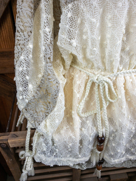 Grey and Ivory Stripe Lace Top