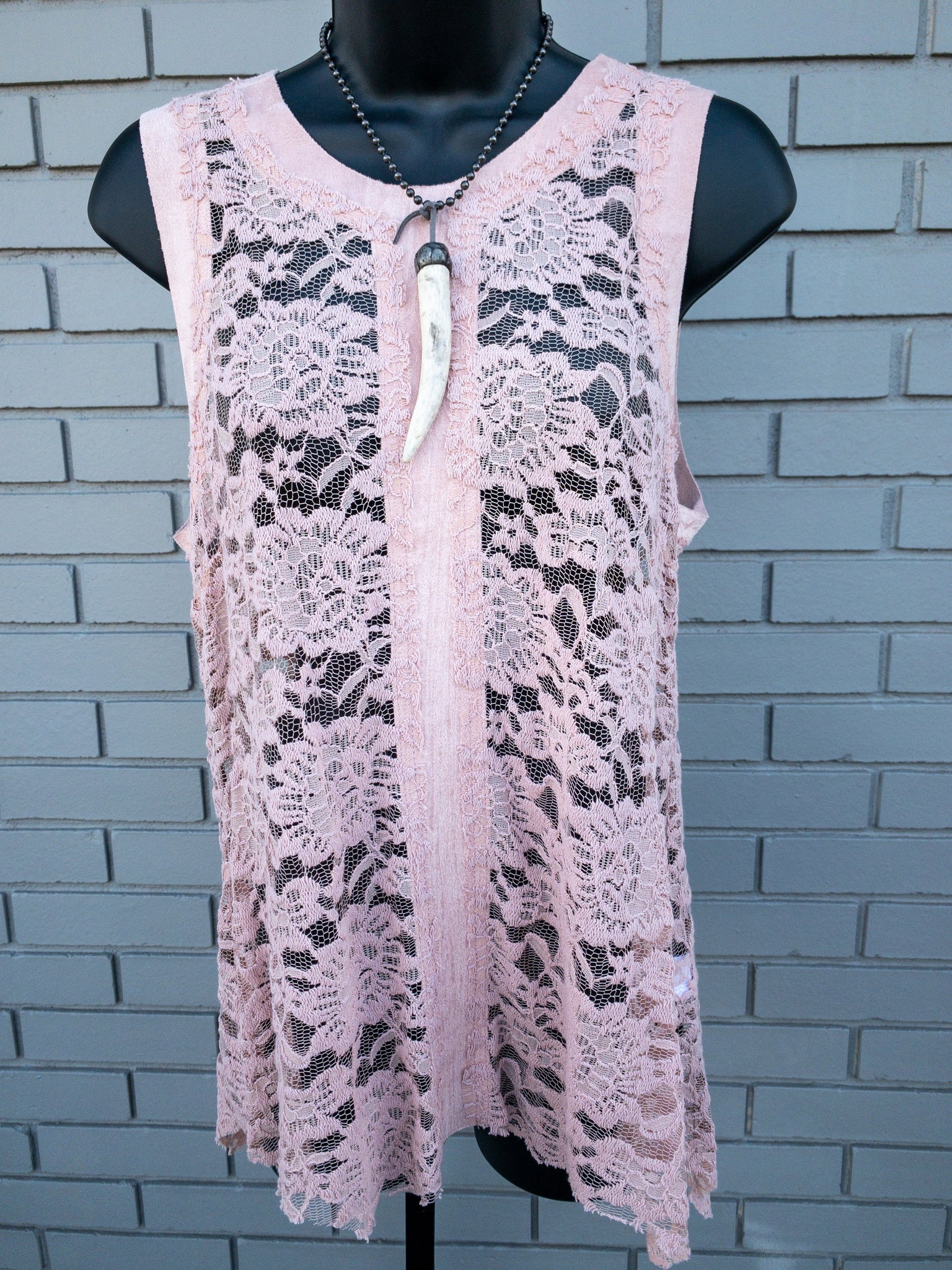 Dusty Pink Lace Up Tank