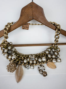 Green Velvet Embellished Necklace