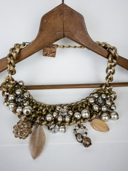 Green Velvet Embellished Necklace